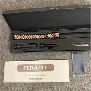 Feraco Womens Magnetic Therapy Bracelet Rose Gold Clover Crystal Link with Tool